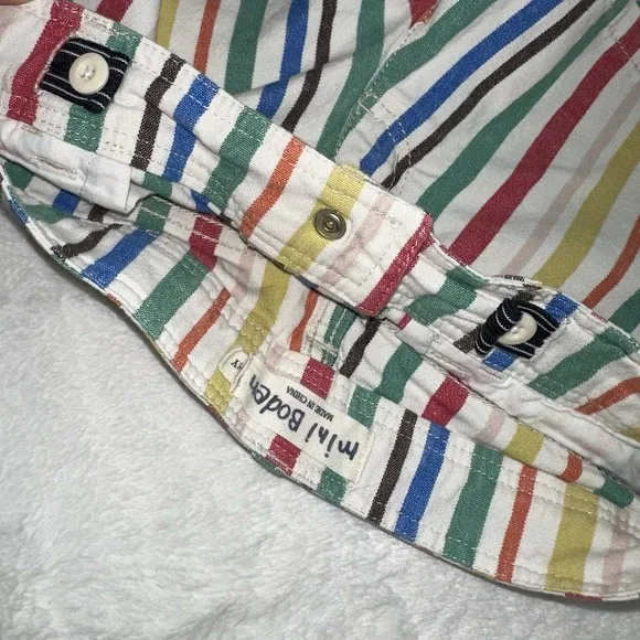Mini Boden Rainbow Striped Denim Shorts Girls 8 Heart Pockets Colorful Preppy - Picture 3 of 7